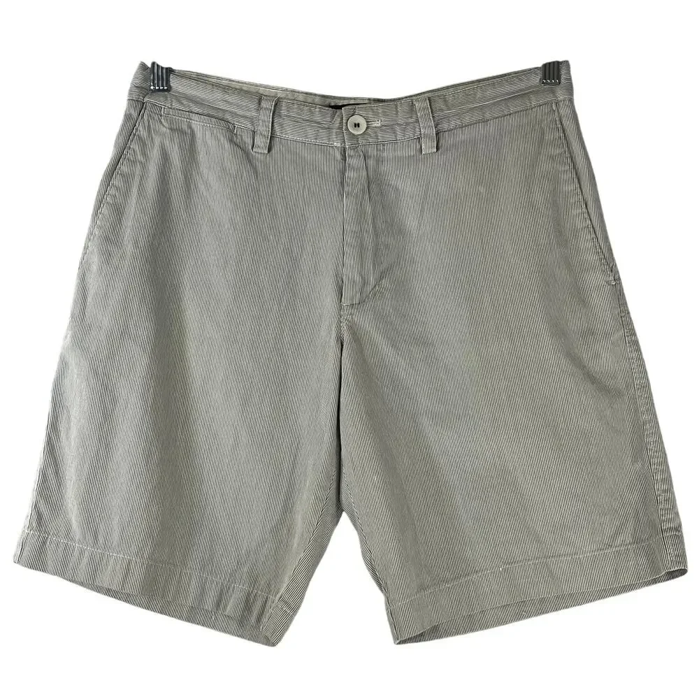 Banana Republic Grey White Pinstripe Casual 100% Cotton Chino Shorts Size 32